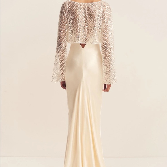 NWT Shona Joy Asteri Long Sleeve Sequin Crop Top in Silver Sz 0 - Picture 8 of 14